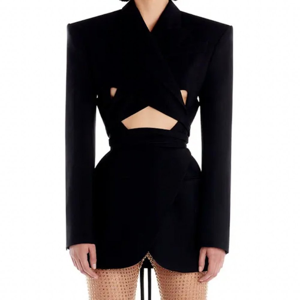 Cutout Long Sleeve Blazer Dress